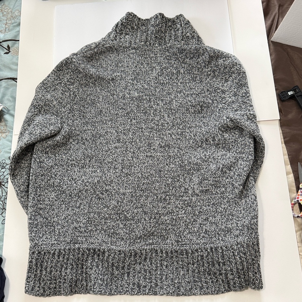 Talbots Gray Heathered Shawl-Collar Open Cardigan size XL - Picture 4 of 5